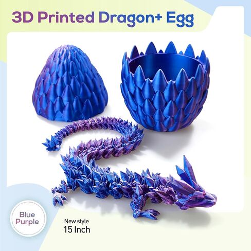 بيضة تنين مطبوعة ثلاثية الأبعاد، بيض تنين مع تنين بالداخل، لعبة بيضة تنين مفاجئة، تنين ثلاثي الأبعاد كريستال مفصلي بالكامل، بيض دينو حيوانات رائعة لأعمار 5-7 4-6 8-12 في سن المراهقة، حشوات تخزين عيد الميلاد للأطفال in Kuwait