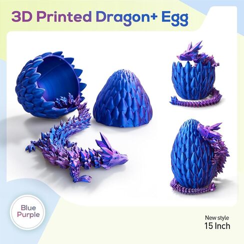 بيضة تنين مطبوعة ثلاثية الأبعاد، بيض تنين مع تنين بالداخل، لعبة بيضة تنين مفاجئة، تنين ثلاثي الأبعاد كريستال مفصلي بالكامل، بيض دينو حيوانات رائعة لأعمار 5-7 4-6 8-12 في سن المراهقة، حشوات تخزين عيد الميلاد للأطفال in Kuwait