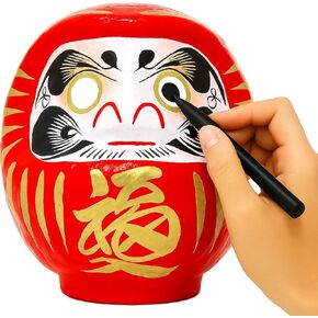 Daruma Doll – Red 12cm / 4.7 inch Height - Good Luck Japanese Goal Setting & Dharma Zen Spirit Lucky Charm Decoration Gift – Traditional Authentic Japanese Decor & Ornaments - Size 2 in Saudi Arabia