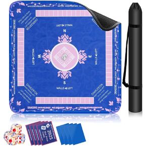 Mahjong Mat - Non-Slip Noise Reduction Gaming Mat【3mm Thick】, American Mahjong Mat with 4Rules, 4mahjong line Finder, 4Tile Mixer, 4Dice & Carrying Bag for Table, Board Games, Tile Games and Cards in Kuwait