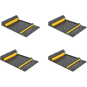 4 قطع من سجادة دليل ركن السيارة، مقاس 21.6 بوصة × 11.4 بوصة، سدادة عجلات مطاطية متينة مزودة بشرائط صفراء عاكسة، أداة إيقاف أرضية المرآب للسيارات والشاحنات، في الداخل/الخارج، أسود in Kuwait