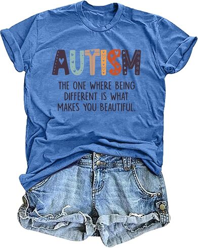 Autism Awareness Shirts Women Autism T Shirt Autism Aceeptance Tee Casual Inspirational Tops in Saudi Arabia