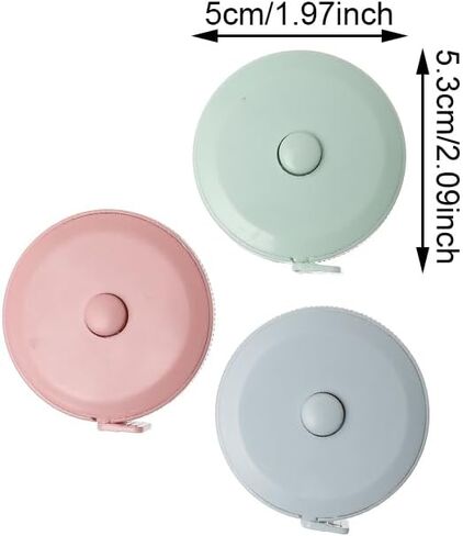 3PCS Body Measuring Tape, 60in Retractable Tape Measure Soft Fabric Sewing Ruler for Body Measurement Weight Loss Cloth Knitting Craft(Green,Pink,Blue) in Saudi Arabia