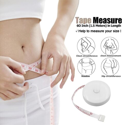 [2 Pack] Soft Tape Measure Retractable Measuring for Body Fabric Sewing Tailor Cloth Knitting Craft Weight Loss Measurements, Black & White in Saudi Arabia