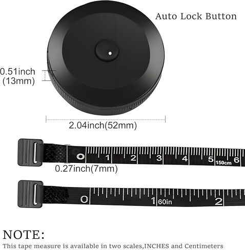 [2 Pack] Soft Tape Measure Retractable Measuring for Body Fabric Sewing Tailor Cloth Knitting Craft Weight Loss Measurements, Black & White in Saudi Arabia
