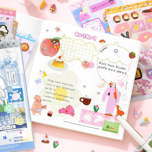40 Sheets Kawaii Sticker Book – Junk Journal Supplies & Scrapbooking Embellishments | Japanese Sticker Book for Planners, Junk Journals, Scrapbooks & DIY Crafts – Perfect for Teens in Kuwait