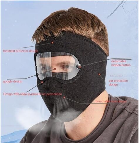Winter Warm mask with Fleece Particles, Windproof for Cycling, Anti-Fog Goggles in Saudi Arabia