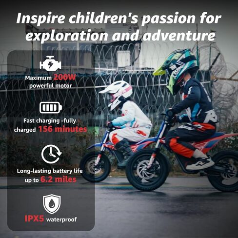 دراجة ترابية كهربائية للأطفال RFN Warrior Kids E350 36V، دراجة نارية كهربائية بقدرة 500 وات بسرعة 18.6 ميل في الساعة كحد أقصى، دراجة للطرق الوعرة طويلة المدى بطول 11.2 ميل مع 3 سرعات للأعمار من 4 إلى 8 سنوات in Saudi Arabia