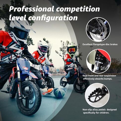 دراجة ترابية كهربائية للأطفال RFN Warrior Kids E350 36V، دراجة نارية كهربائية بقدرة 500 وات بسرعة 18.6 ميل في الساعة كحد أقصى، دراجة للطرق الوعرة طويلة المدى بطول 11.2 ميل مع 3 سرعات للأعمار من 4 إلى 8 سنوات in Saudi Arabia