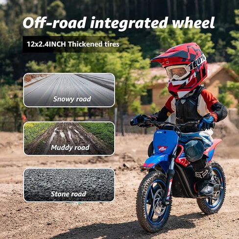 دراجة ترابية كهربائية للأطفال RFN Warrior Kids E350 36V، دراجة نارية كهربائية بقدرة 500 وات بسرعة 18.6 ميل في الساعة كحد أقصى، دراجة للطرق الوعرة طويلة المدى بطول 11.2 ميل مع 3 سرعات للأعمار من 4 إلى 8 سنوات in Saudi Arabia