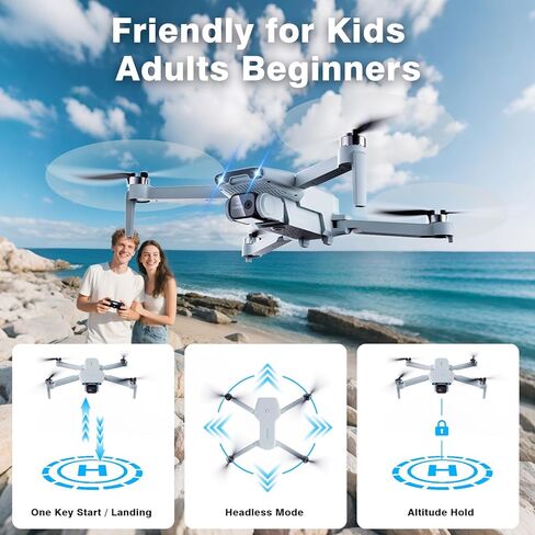 طائرة بدون طيار صغيرة للأطفال، طائرات بدون طيار مع كاميرا للبالغين، طائرة بدون طيار للأطفال مع التحكم بالإيماءات، مفتاح تشغيل/أرض واحد، تقلبات ثلاثية الأبعاد، نقاط الطريق، وضع مقطوعة الرأس، 1080 بكسل HD FPV قابلة للطي RC كوادكوبتر هدايا للأولاد in Kuwait