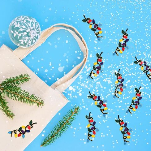 Hoolerry 24 Pcs Summer Christmas Iron on Patches Christmas Lights Appliques Embroidery Iron on Patches Bulk Embroidery Sewn Appliques for Crafts DIY Clothing Jeans Hats Sweater Decor(Polyester Cotton) in Saudi Arabia
