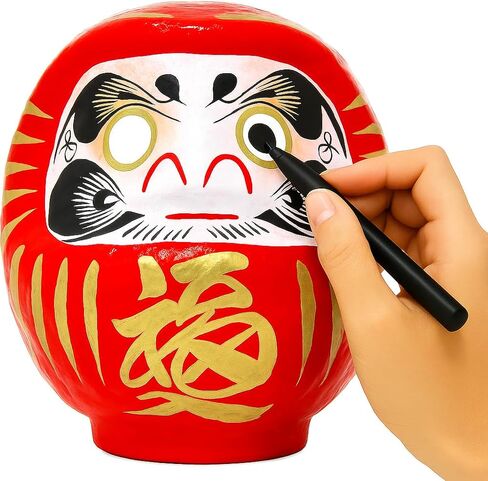 Daruma Doll – Red 12cm / 4.7 inch Height - Good Luck Japanese Goal Setting & Dharma Zen Spirit Lucky Charm Decoration Gift – Traditional Authentic Japanese Decor & Ornaments - Size 2 in Saudi Arabia