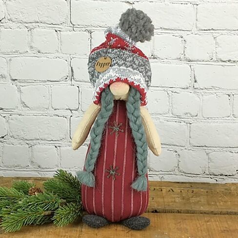 Honey & Me Pepper Gnome Doll 12" – Primitive Christmas Shelf Sitter, Red Striped Holiday Decor, Rustic Farmhouse Winter Ornament, Handcrafted Fabric Gnome Figurine in Saudi Arabia