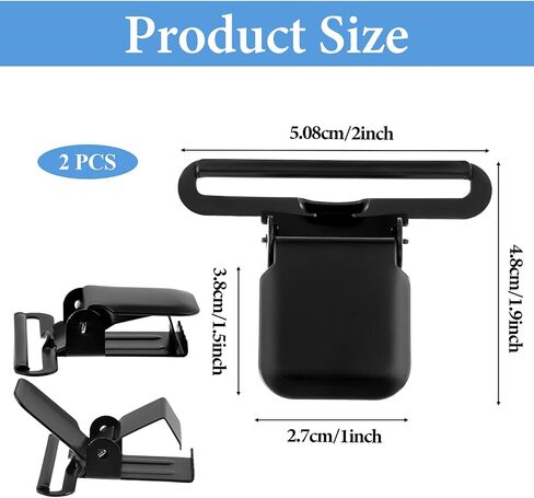 Suspender Clips, 2 Pcs Metal Holder Clips Heavy Duty Sheet Fasteners Clip Garter Clip Replacement with Gripping Teeth for Men Overall Suspenders Trousers (Black) in Saudi Arabia