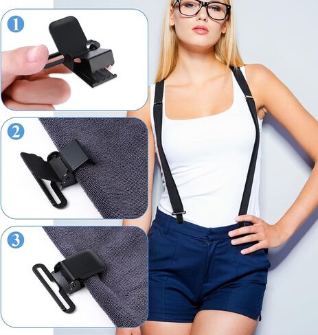 Suspender Clips, 2 Pcs Metal Holder Clips Heavy Duty Sheet Fasteners Clip Garter Clip Replacement with Gripping Teeth for Men Overall Suspenders Trousers (Black) in Saudi Arabia