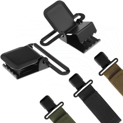Suspender Clips, 2 Pcs Metal Holder Clips Heavy Duty Sheet Fasteners Clip Garter Clip Replacement with Gripping Teeth for Men Overall Suspenders Trousers (Black) in Saudi Arabia
