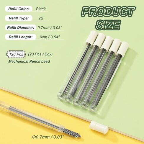 PATIKIL 120Pcs 2B Mechanical Pencil Lead, 0.7mm Black Lead Refill Break Resistant Pencil Refills for Writing Supplies, White in Saudi Arabia
