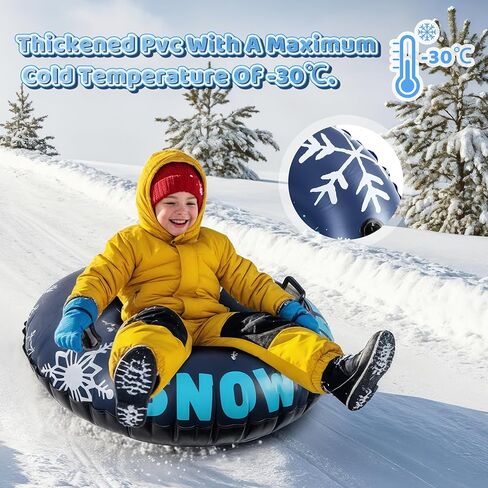 36 بوصة 3 عبوات من أنابيب الثلج البلاستيكية القابلة للنفخ للبالغين والأطفال - مجموعة تزلج شتوية خارجية للعائلة مع قاعدة صلبة سميكة ومقابض لمتعة الرياضات الثلجية الشتوية الآمنة in Kuwait