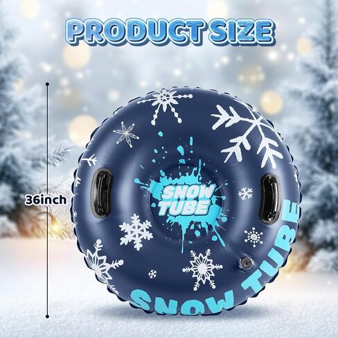 36 بوصة 3 عبوات من أنابيب الثلج البلاستيكية القابلة للنفخ للبالغين والأطفال - مجموعة تزلج شتوية خارجية للعائلة مع قاعدة صلبة سميكة ومقابض لمتعة الرياضات الثلجية الشتوية الآمنة in Kuwait