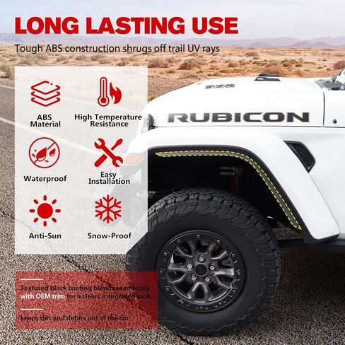 FieryRed Front & Rear Fenders Compatible with 2018-2025 Jeep Wrangler JL & JLU Unlimited Rubicon, Off-Road Wheel Flares Liner Set 4 PCS (Not for 4XE) in Saudi Arabia