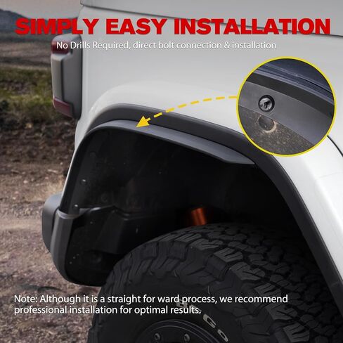 FieryRed Front & Rear Fenders Compatible with 2018-2025 Jeep Wrangler JL & JLU Unlimited Rubicon, Off-Road Wheel Flares Liner Set 4 PCS (Not for 4XE) in Saudi Arabia