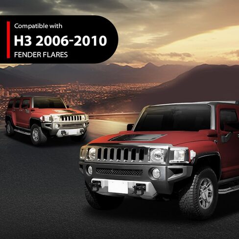 ANDPLAY 80 مم من الألياف الزجاجية FRP FRP مشاعل (8 قطع) + اللوحات الطينية (4 قطع) متوافقة مع Hummer H3 باللون الأسود in Kuwait
