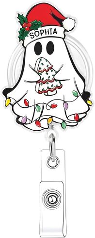 Christmas Badge Reel Christmas Tree Nurse Badge Reel Cute Pink Bow Badge Holder Retractable Clip Funny Badge Reels Accessories for Nurses Doctors Social Worker in Kuwait