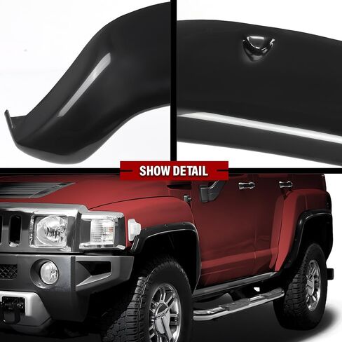 ANDPLAY 80 مم من الألياف الزجاجية FRP FRP مشاعل (8 قطع) + اللوحات الطينية (4 قطع) متوافقة مع Hummer H3 باللون الأسود in Kuwait
