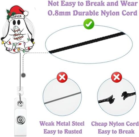 Christmas Badge Reel Christmas Tree Nurse Badge Reel Cute Pink Bow Badge Holder Retractable Clip Funny Badge Reels Accessories for Nurses Doctors Social Worker in Kuwait