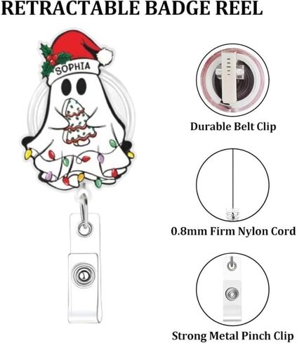 Christmas Badge Reel Christmas Tree Nurse Badge Reel Cute Pink Bow Badge Holder Retractable Clip Funny Badge Reels Accessories for Nurses Doctors Social Worker in Kuwait