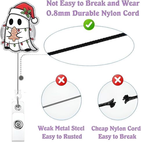 Christmas Badge Reel Christmas Tree Nurse Badge Reel Cute Pink Bow Badge Holder Retractable Clip Funny Badge Reels Accessories for Nurses Doctors Social Worker in Kuwait