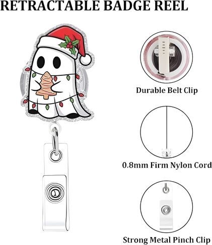 Christmas Badge Reel Christmas Tree Nurse Badge Reel Cute Pink Bow Badge Holder Retractable Clip Funny Badge Reels Accessories for Nurses Doctors Social Worker in Kuwait