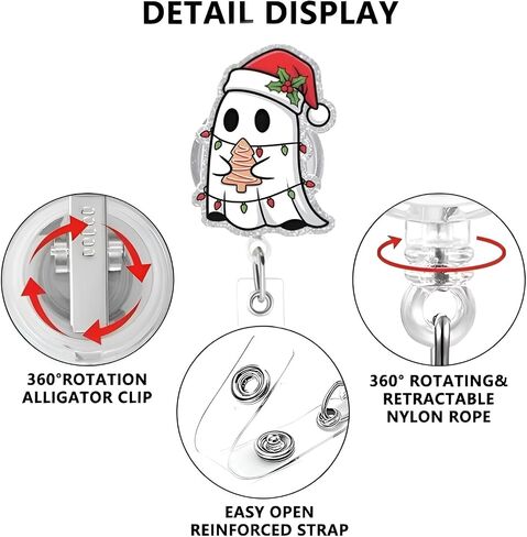 Christmas Badge Reel Christmas Tree Nurse Badge Reel Cute Pink Bow Badge Holder Retractable Clip Funny Badge Reels Accessories for Nurses Doctors Social Worker in Kuwait