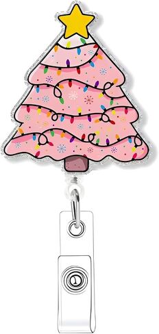 Christmas Badge Reel Christmas Tree Nurse Badge Reel Cute Pink Bow Badge Holder Retractable Clip Funny Badge Reels Accessories for Nurses Doctors Social Worker in Kuwait