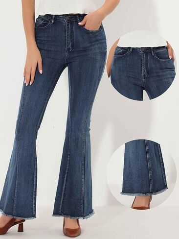 Allegra K Vintage Bell Bottoms Jeans for Women's Flare Jeans High Waist Stretch Denim Long Pants in Saudi Arabia