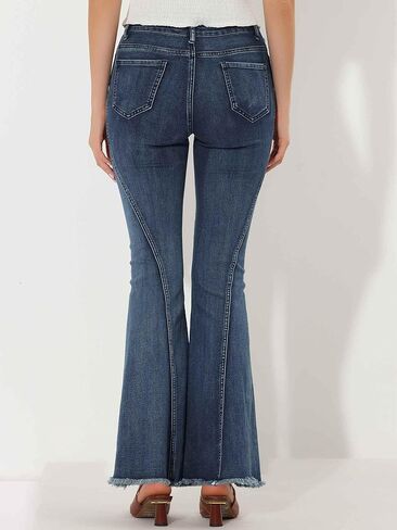 Allegra K Vintage Bell Bottoms Jeans for Women's Flare Jeans High Waist Stretch Denim Long Pants in Saudi Arabia