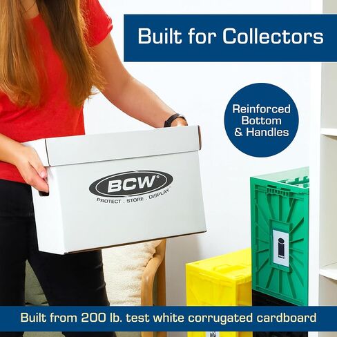 BCW Short Comic Storage Box - 20 ct | White Corrugated Paper, 200 lb. Test Strength | Stackable, Holds 150-175 Current and Silver Age Comics | Comic Storage for Collectible Comics | Assembly Required in Saudi Arabia
