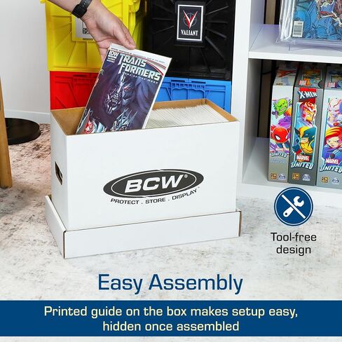 BCW Short Comic Storage Box - 20 ct | White Corrugated Paper, 200 lb. Test Strength | Stackable, Holds 150-175 Current and Silver Age Comics | Comic Storage for Collectible Comics | Assembly Required in Saudi Arabia
