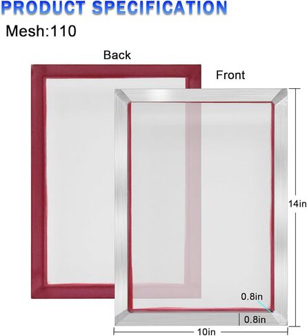 إطارات طباعة الشاشة الحريرية من الألومنيوم مقاس 10 * 14 بوصة مع 200 شبكة صفراء، إطار طباعة الشاشة الحريرية لطباعة الشاشة، فضي-(200 شبكة) in Kuwait
