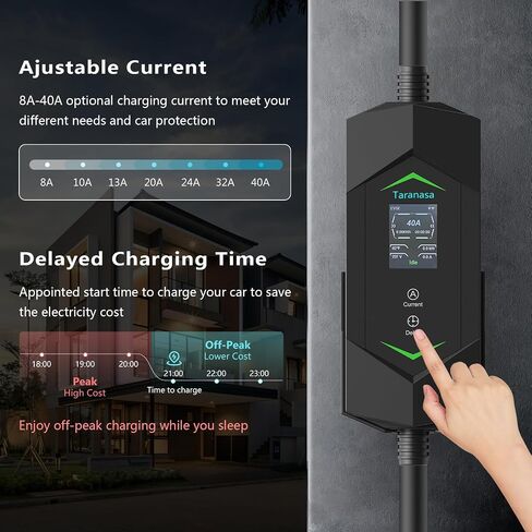 Level 2 EV Charger 40A, 240V Electric Car Charger, Portable & Home Electric Vehicle Charging Station with NEMA 14-50 Plug for J1772 EVs 9.6KW, 20ft Cable w/Holder in Saudi Arabia