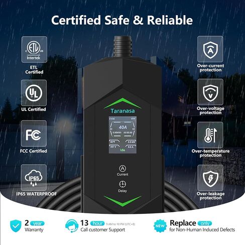 Level 2 EV Charger 40A, 240V Electric Car Charger, Portable & Home Electric Vehicle Charging Station with NEMA 14-50 Plug for J1772 EVs 9.6KW, 20ft Cable w/Holder in Saudi Arabia