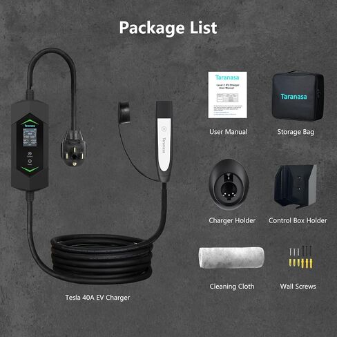 Level 2 EV Charger 40A, 240V Electric Car Charger, Portable & Home Electric Vehicle Charging Station with NEMA 14-50 Plug for J1772 EVs 9.6KW, 20ft Cable w/Holder in Saudi Arabia