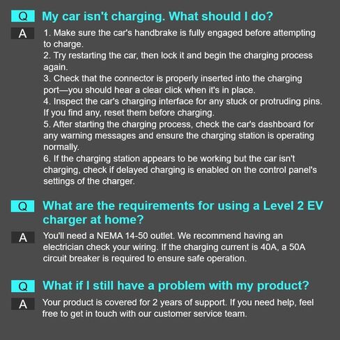 Level 2 EV Charger 40A, 240V Electric Car Charger, Portable & Home Electric Vehicle Charging Station with NEMA 14-50 Plug for J1772 EVs 9.6KW, 20ft Cable w/Holder in Saudi Arabia