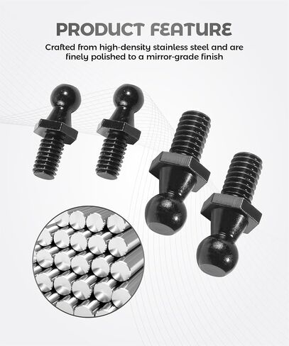 4PCS 10mm Ball Stud,Car Accessories Spring Strut Studs with Hardware Lock Nuts Washers,Universal Strut Mounting Kit,Used to Gas Struts Lift Supports,Suitable for Most Cars,Trucks,SUVs (Silver) in Saudi Arabia