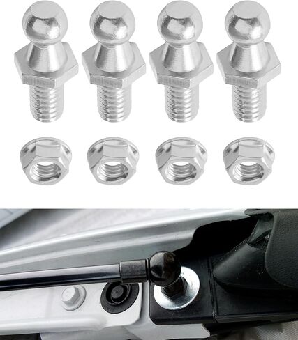 4PCS 10mm Ball Stud,Car Accessories Spring Strut Studs with Hardware Lock Nuts Washers,Universal Strut Mounting Kit,Used to Gas Struts Lift Supports,Suitable for Most Cars,Trucks,SUVs (Silver) in Saudi Arabia