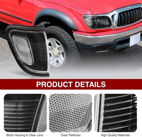 AJP Distributors Black Housing Clear Lens Reflector Corner Turn Signal Lights Bumper Driving Parking Lamps Assembly Pair Set Compatible/Replacement For Toyota Tacoma 2001 2002 2003 2004 01 02 03 04 in Saudi Arabia