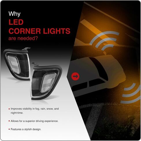 AJP Distributors Black Housing Clear Lens Reflector Corner Turn Signal Lights Bumper Driving Parking Lamps Assembly Pair Set Compatible/Replacement For Toyota Tacoma 2001 2002 2003 2004 01 02 03 04 in Saudi Arabia