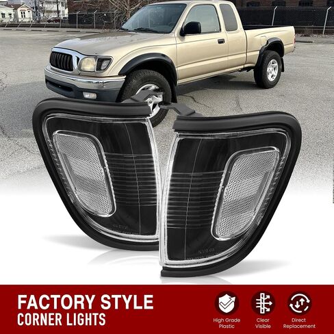 AJP Distributors Black Housing Clear Lens Reflector Corner Turn Signal Lights Bumper Driving Parking Lamps Assembly Pair Set Compatible/Replacement For Toyota Tacoma 2001 2002 2003 2004 01 02 03 04 in Saudi Arabia