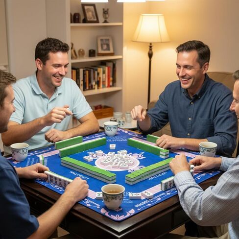 Mahjong Mat - Non-Slip Noise Reduction Gaming Mat【3mm Thick】, American Mahjong Mat with 4Rules, 4mahjong line Finder, 4Tile Mixer, 4Dice & Carrying Bag for Table, Board Games, Tile Games and Cards in Kuwait